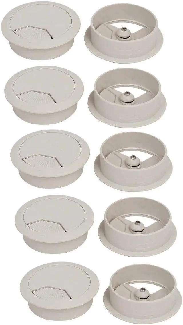 Main image of Computer Desk Plastic Round Grommet Wire Cable Hole Covers White 53mm Dia 10pcs