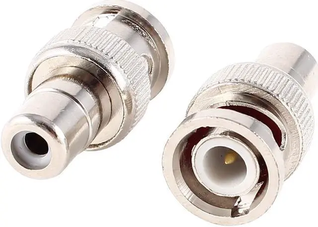 Main image of Unique Bargains 2pcs TV Video Silver Tone BNC Male to RCA Female M/F Adapter Cable Plug
