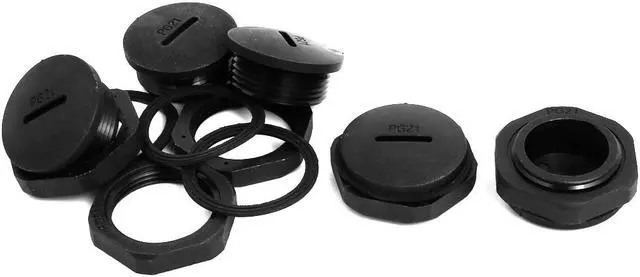 Main image of PG21 Nylon Male Threaded Cable Gland Screw End Cap Cover Black 5pcs