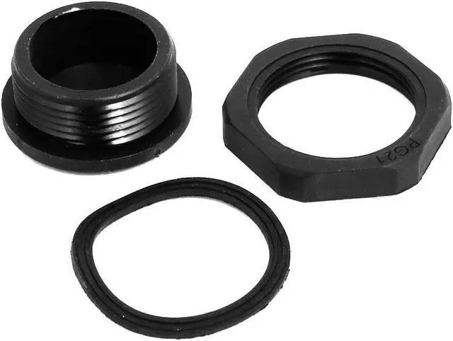 Alt view image 3 of 3 - PG21 Nylon Male Threaded Cable Gland Screw End Cap Cover Black 5pcs
