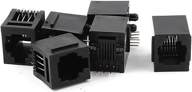 Main image of Unique Bargains 6Pcs Push in Type Head RJ11 6P6C Telephone Modular PCB Jacks Sockets Connectors