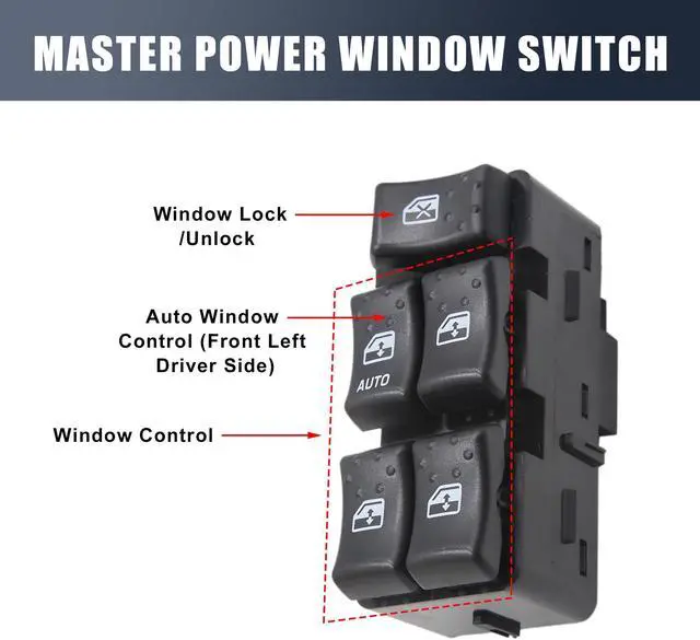 Alt view image 3 of 3 - 22664398 Left Door Electric Power Window Master Switch for 2003-2007 Saturn Ion