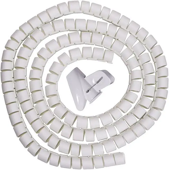 Main image of 10mm Flexible Spiral Tube Cable Wire Wrap Computer Manage Cord White 5Ft w Clip