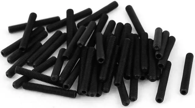 Alt view image 7 of 7 - 50Pcs Black M3 x 20mm Alloy Steel Hex Socket Set Grub Screws Headless Cup Point