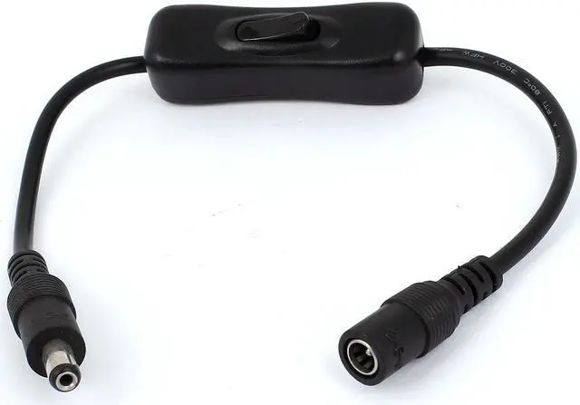 Main image of Unique Bargains 5.5mm x 1.8mm DC Male to Female CCTV Camera Power Cable 31cm Long w Switch