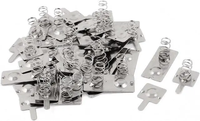 Main image of 14 Sets Metal 2 x AA Batteries Positive Negative Spring Plate Silver Tone