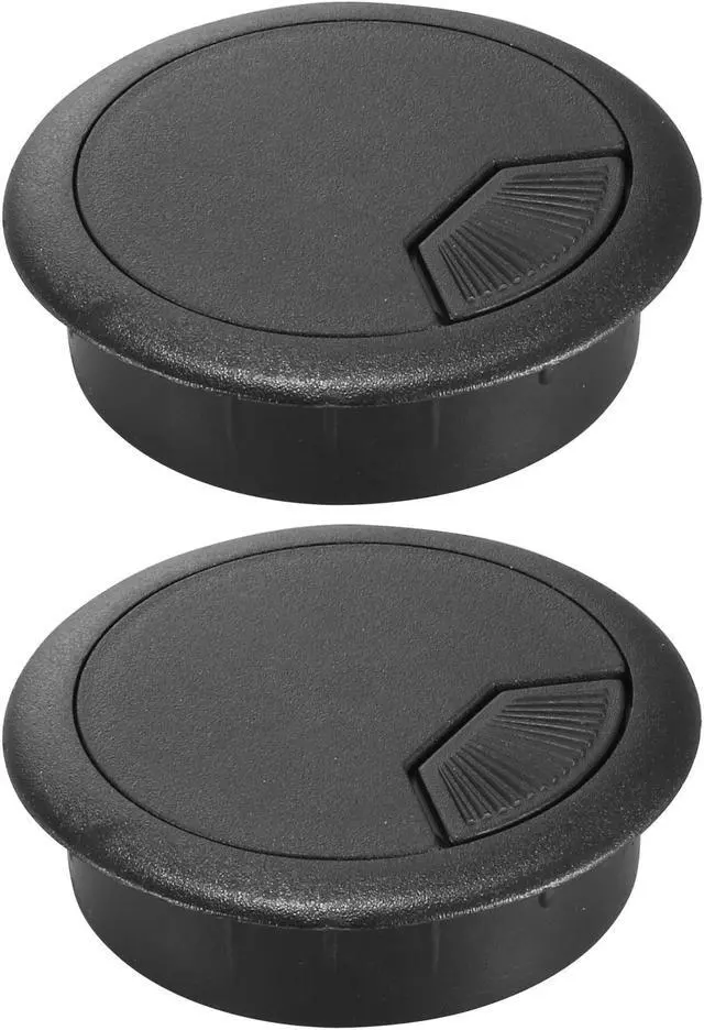 Main image of Unique Bargains Black Plastic 50mm Mounting Hole Computer Desk Table Cable Cord Grommet 2 Pcs