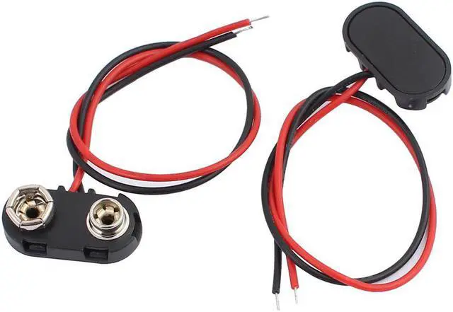 Alt view image 2 of 2 - 14pcs 15cm Wire Faux Leather 9V Block Battery Clips Buckles Black Red