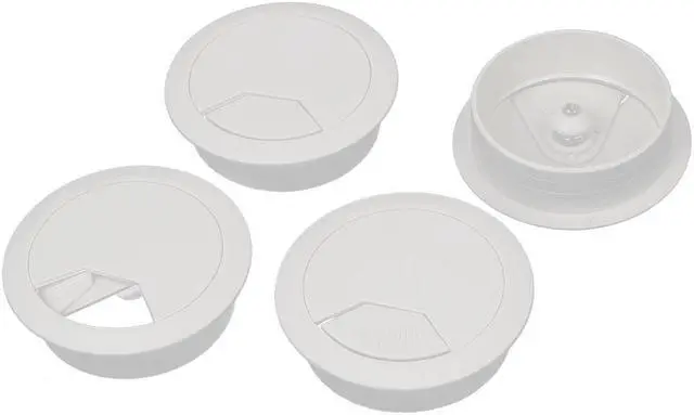 Main image of Home Office Computer Desk Plastic Cable Hole Cover Grommet White 53mm Dia 4 Pcs