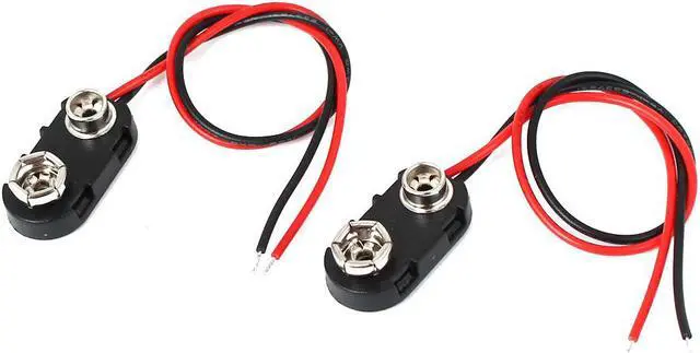 Main image of 2 Pcs 9 Volt Battery Clip Connector I Type Hard Shell Buckle Holder 15cm Wire