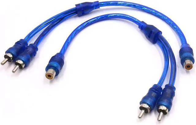 Main image of 2Pcs 10.5 Inch Long Female to 2 Male RCA Splitter Adapter Car Audio Y Cable Wire