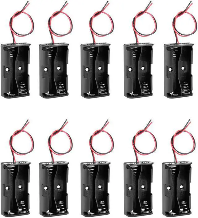 Main image of Unique Bargains 10 Pcs 3V Battery Holder Case Storage Box 2 x 1.5V AA Battery Wire Leads