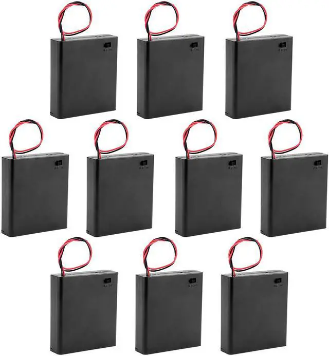 Main image of Unique Bargains 10 Pcs 6V Battery Case Storage Box 4 x 1.5V AA Batteries ON/OFF Switch w Cover