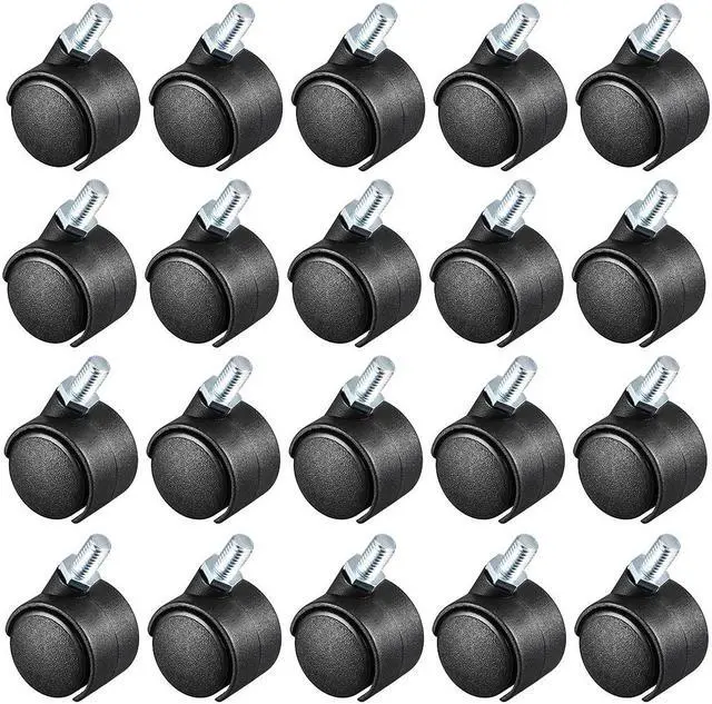 Main image of 20 Pcs 1.15 Inch Swivel Caster Wheels Nylon 360 Degree Threaded Stem Caster Wheel, M6 x 15mm, 22lb Capacity