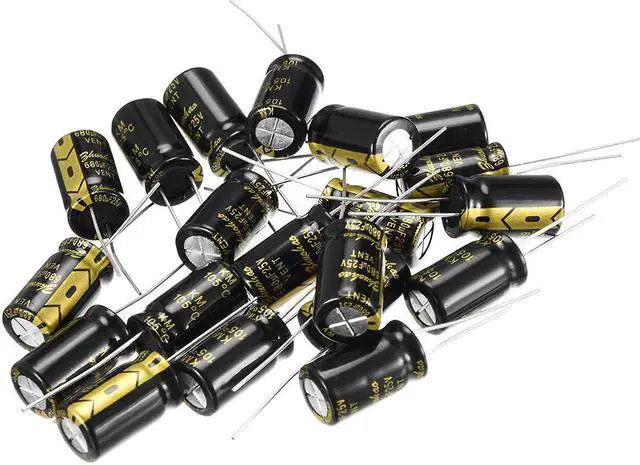 Main image of Aluminum Radial Electrolytic Capacitor 680uF 25V 2000H 10 x 17 mm Black 20pcs