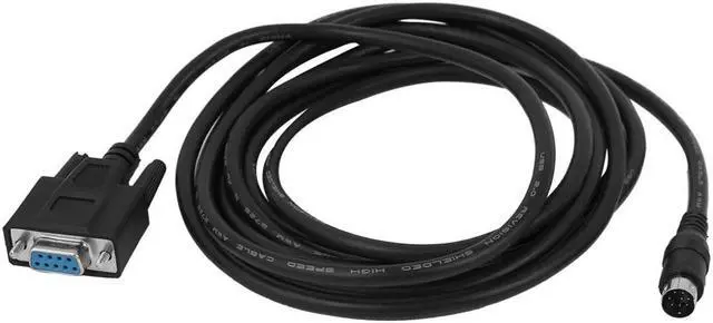 Main image of 8P Mini Din Male to Female DB9 RS232 PLC Programming Adapter Cable 10Ft