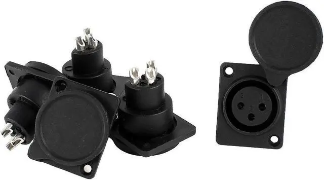 Main image of Plastic Cover XLR Female Jack Panel Mounted Chassis Connector Adapter 5 Pcs