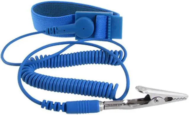 Main image of Unique Bargains Anti-static Wrist Band Grounding Sky Blue Elastic Coiled Cable