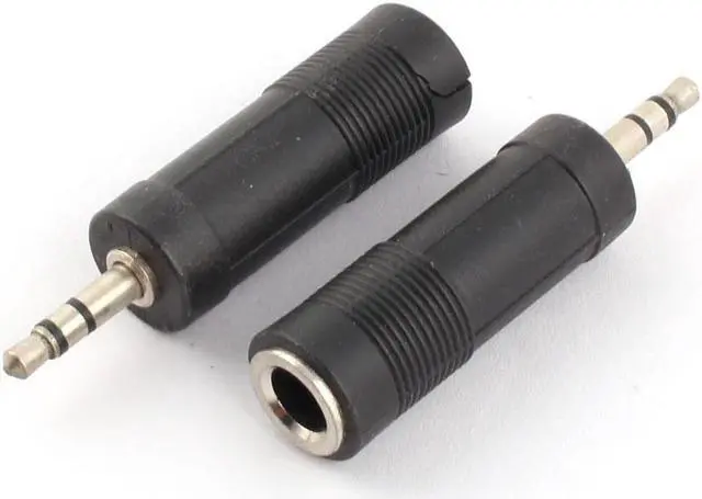 Alt view image 2 of 2 - 3.5mm Stereo Male to 6.35mm Female Jack Headphone Microphone Adapter Black 10pcs