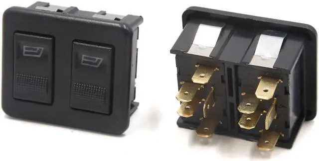Alt view image 2 of 2 - 2Pcs Universal Black 10 Terminals Truck Double Rows DPST Power Window Switch