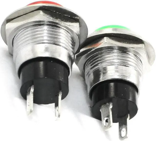 Alt view image 2 of 2 - Unique Bargains 6pcs 12mm Momentary SPST Red Green Push Button Switch AC125V 6A 250V 3A