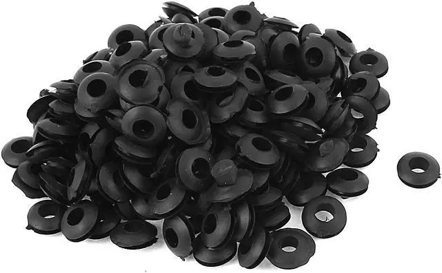 Main image of Unique Bargains 185pcs 5mm x 10mm Black Rubber Dual Side Wiring Grommets Gasket Open Hole Ring