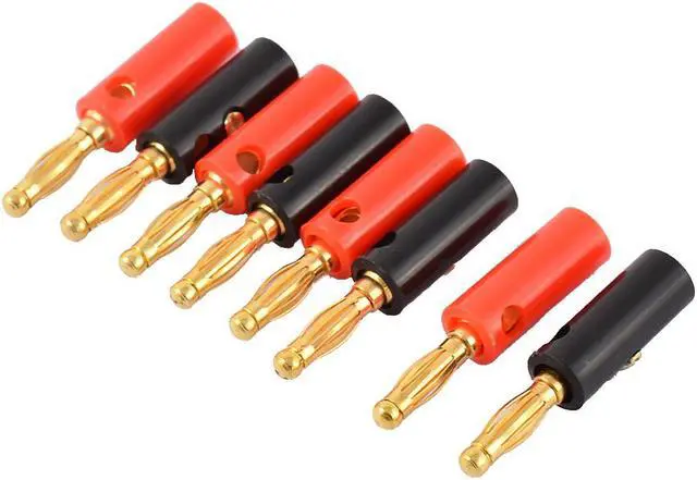 Main image of 8pcs Red Black Plastic Jacket Audio Speaker Cable Banana Plug Adapter Connector