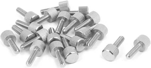 Main image of Computer PC Case Stainless Steel Flat Head Knurled Thumb Screw M4 x 14mm 20pcs