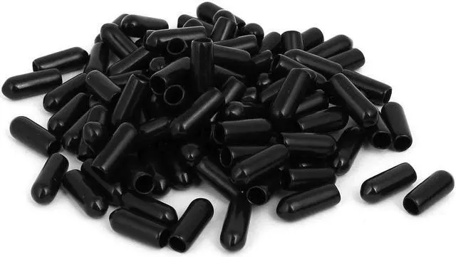 Main image of 5mm Inner Dia Rubber Hose End Cap Screw Thread Protector Cover Black 100pcs