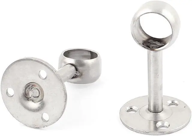 Main image of Unique Bargains 2pcs Wardrobe Clothes Towel Hanging Rod Rail Support Socket for 20mm Dia Tube