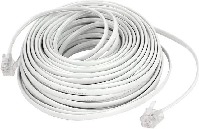 Main image of 15Mm 50Ft Long RJ11 6P2C Male to Male Plug Telephone Phone Connector Cable Lead