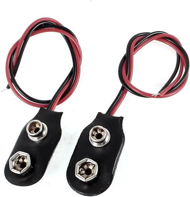 Main image of Unique Bargains 2 x Dual Wires Leads 9V Batteries Clip Connectors Battery Holder Buckle