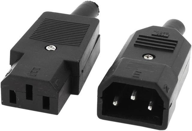 Main image of Pair Rewirable Design IEC320 C14 Plug to C13 Socket Power Adapter AC 250V 10A