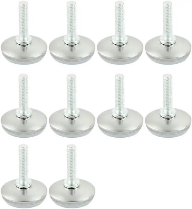 Main image of Unique Bargains Adjustable Screw On Threaded M6 x 25mm Metal Rod Leveling Support Foot 10 Pcs