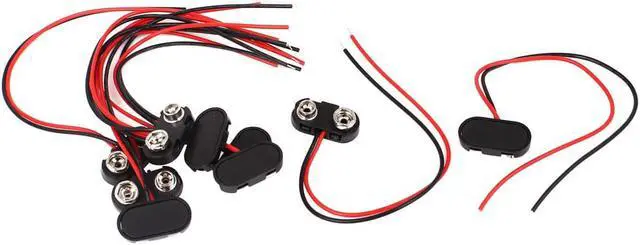 Main image of Unique Bargains 9pcs 2 Wire T Type 9V Battery Snap Clip Plug Connectors Holder Adaptor Black