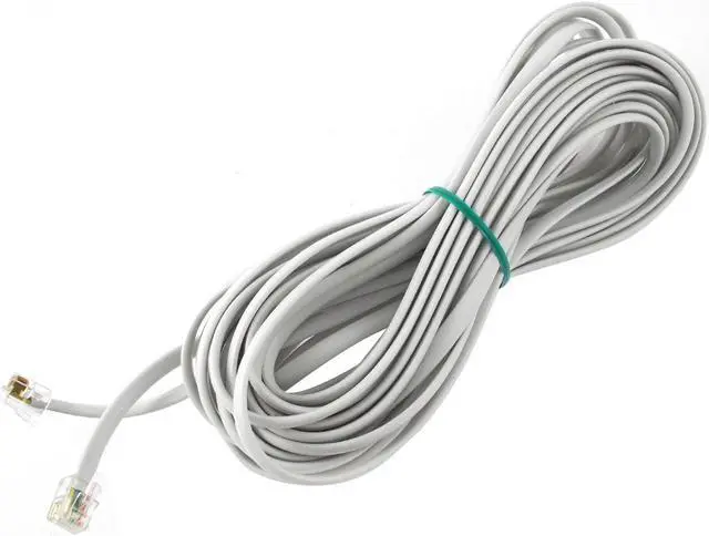 Main image of Unique Bargains 33Ft Length 6P6C RJ11 Telephone Extension Fax Modem Cable Line White
