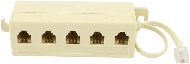 Main image of Unique Bargains 6P4C RJ11 5 Way Outlet Modular Jack Telephone Line Adapter Splitter Cable