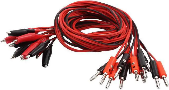 Main image of Double Alligator Clip to Banana Plug Audio Test Cable 1M Length 6 Pairs