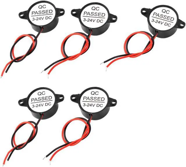 Main image of Unique Bargains 5 Pcs DC 3-24V 85dB Industrial Wired Electronic Alarm Buzzer Black