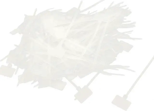 Main image of Unique Bargains 100 Pcs HCT-110 Nylon Zip Ties Write On Wire Cord Power Cable Label Mark Tags