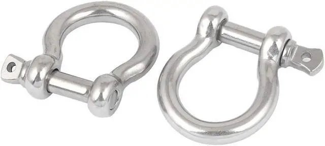 Alt view image 4 of 4 - 10 Pcs Stainless Steel Wire Rope Fastener Bow Shackles 5mm Thread