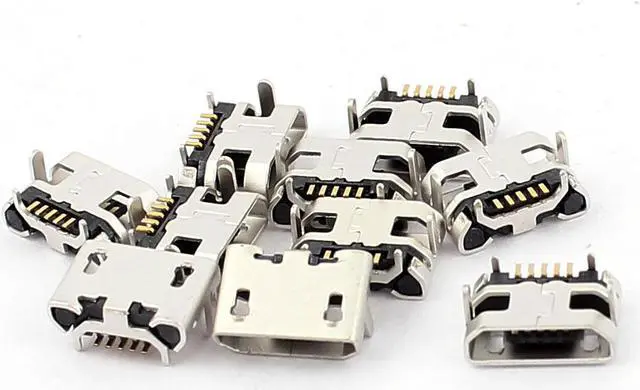 Main image of 10 Pcs 5 Pin PCB Mount Micro B USB Female SMT Connector Data Port