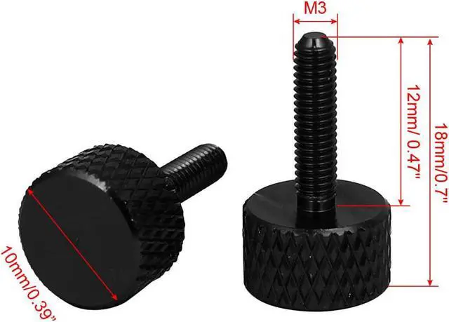 Alt view image 2 of 2 - Computer PC Graphics Card Knurled Head Thumb Screws Black M3x12mm 10pcs