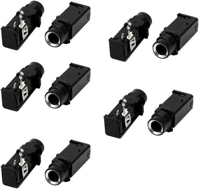 Main image of 1/4" 6.35mm Headphone Stereo Jack 3 Pins PCB Panel Mount Socket Connectors 10pcs