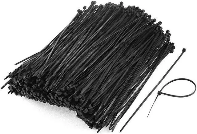 Main image of Unique Bargains 1000pcs 3mmx150mm Nylon Self-Locking Electric Wire Cable Zip Ties Fastener Black
