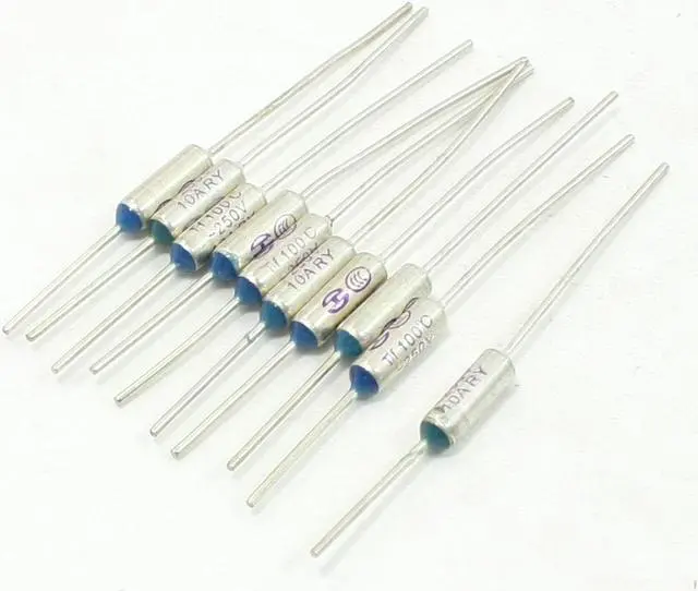 Main image of 10 Pcs Insulated Metals 100 Degree Celsius 250V 10A Aluminum Thermal Fuse