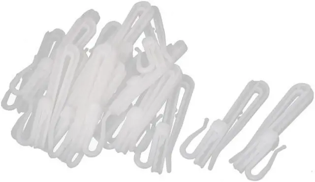 Main image of 20pcs 7cm Length White Plastic Window Curtain Adjustable Hooks Hangers Clips