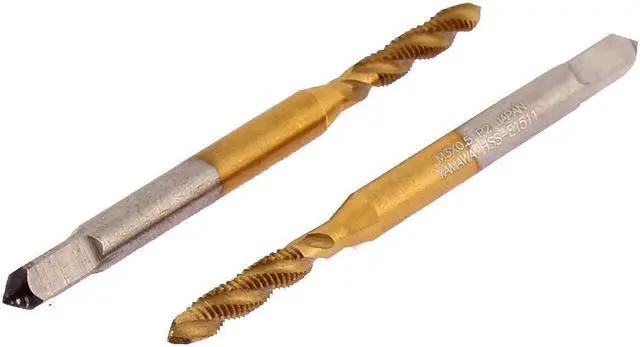 Main image of M3 x 0.5 Screw Flute Ti Coated Spiral Point Plug Tap 2Pcs