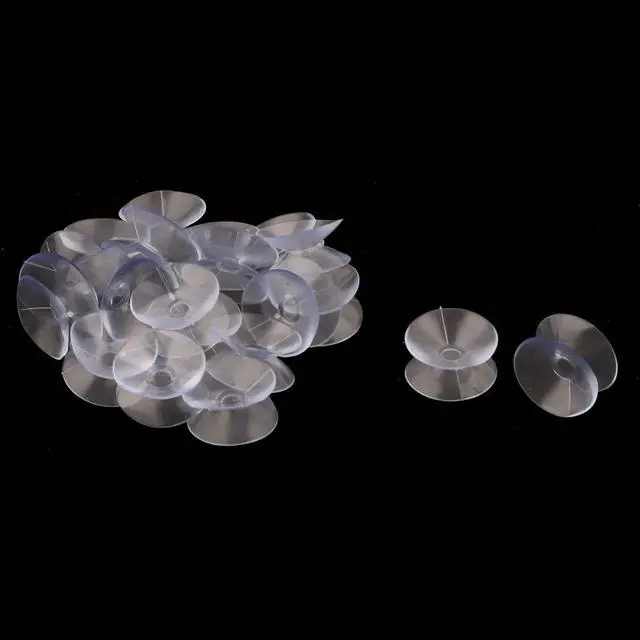 Main image of Car Plastic Double Sided Auto Sucker Pads Suction Cup Clear 20mm Dia 20 Pcs