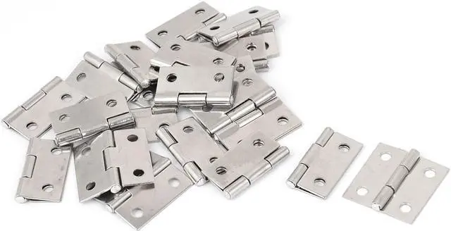 Main image of Unique Bargains Wood Case 1-inch Length Square Corner Stainless Steel Door Butt Hinge 22pcs